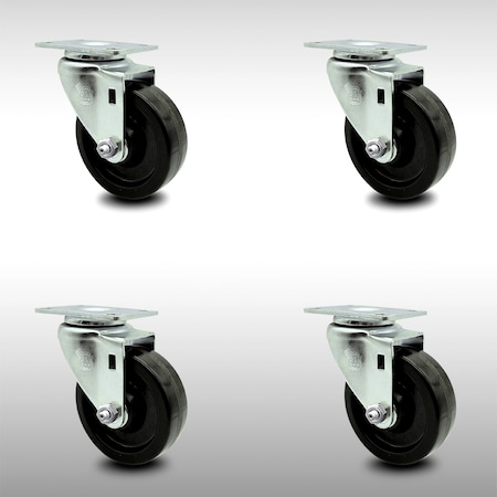 Service Caster 4 Inch SS Phenolic Wheel Swivel Top Plate Caster Set SCC-SS20S414-PHS-4